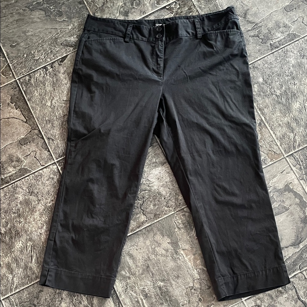 ANN TAYLOR LOFT Women’s Black Cropped Pants Curvy Casual Fit Cottage Coastal